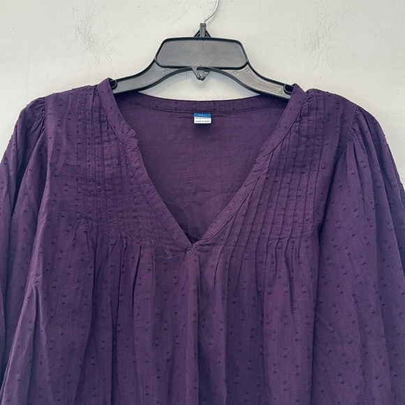 Old Navy Deep Purple Swiss Dot Blouse Size Large Petite - Picture 3 of 5